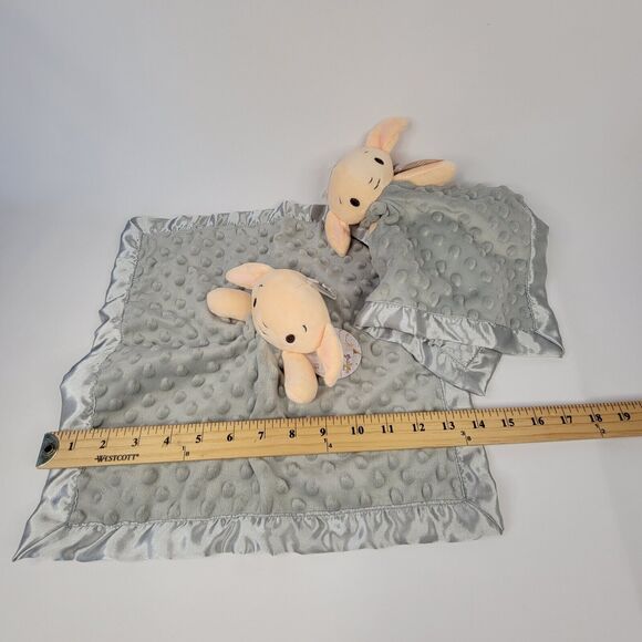 Lot 2 Harry Potter Dobby Plush Loveys Baby Security Blankets Toy Gray Satin Trim - Picture 7 of 9